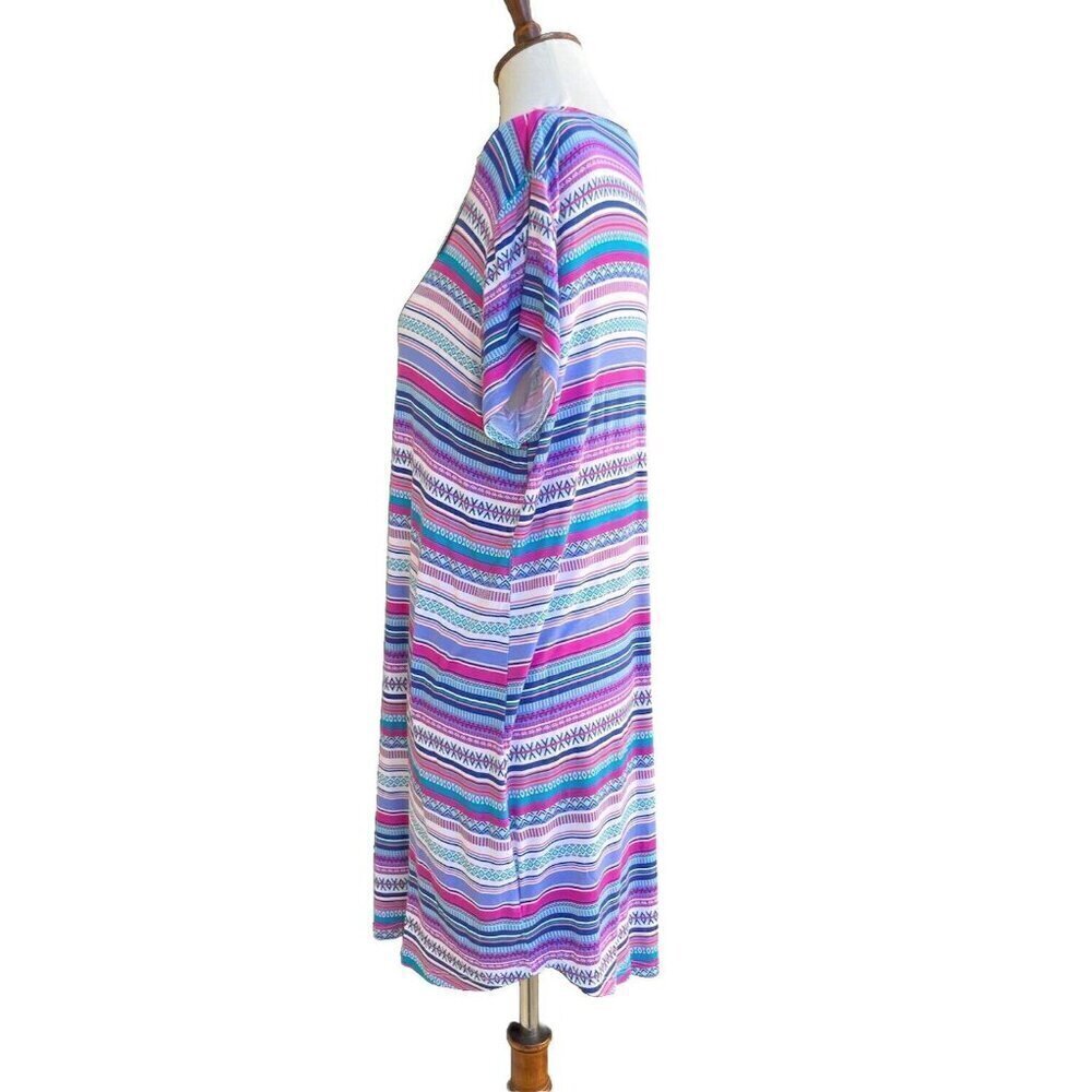 Natural Reflections Blue Tribal Stripe Multi Color Loose Fit Sleep Shirt Size L - Picture 16 of 16